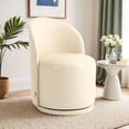 thumbnail image 1 of UIXE Faux Leather Swivel Barrel Accent Chair, Upholstered Kitchen Dining Room Chair, Makeup Vanity Side Chair for Bedroom Living Room - Cream, 1 of 6