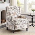 thumbnail image 1 of UIXE Floral Pushback Recliner Chair, Fabric Upholstered Armchair Push Back Accent Chair for Living Room, Rivet Trim Club Chair Home Theater Single Sofa Reading Seat, Plants Beige, 1 of 7