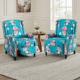 thumbnail image 1 of UIXE Floral Pushback Recliner Chairs Set of 2, Fabric Upholstered Armchair Push Back Accent Chair for Living Room, Rivet Trim Club Chair Home Theater Single Sofa Reading Seat, Peacock Blue, 1 of 7
