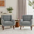 thumbnail image 1 of UIXE Gray Accent Chair Set of 2, Linen Armchair for Living Room, 1 of 7