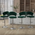 thumbnail image 1 of UIXE Green Velvet Bar Stools Set of 4 Modern High Back Swivel Barstool for Kitchen Counter Square Island, 1 of 5