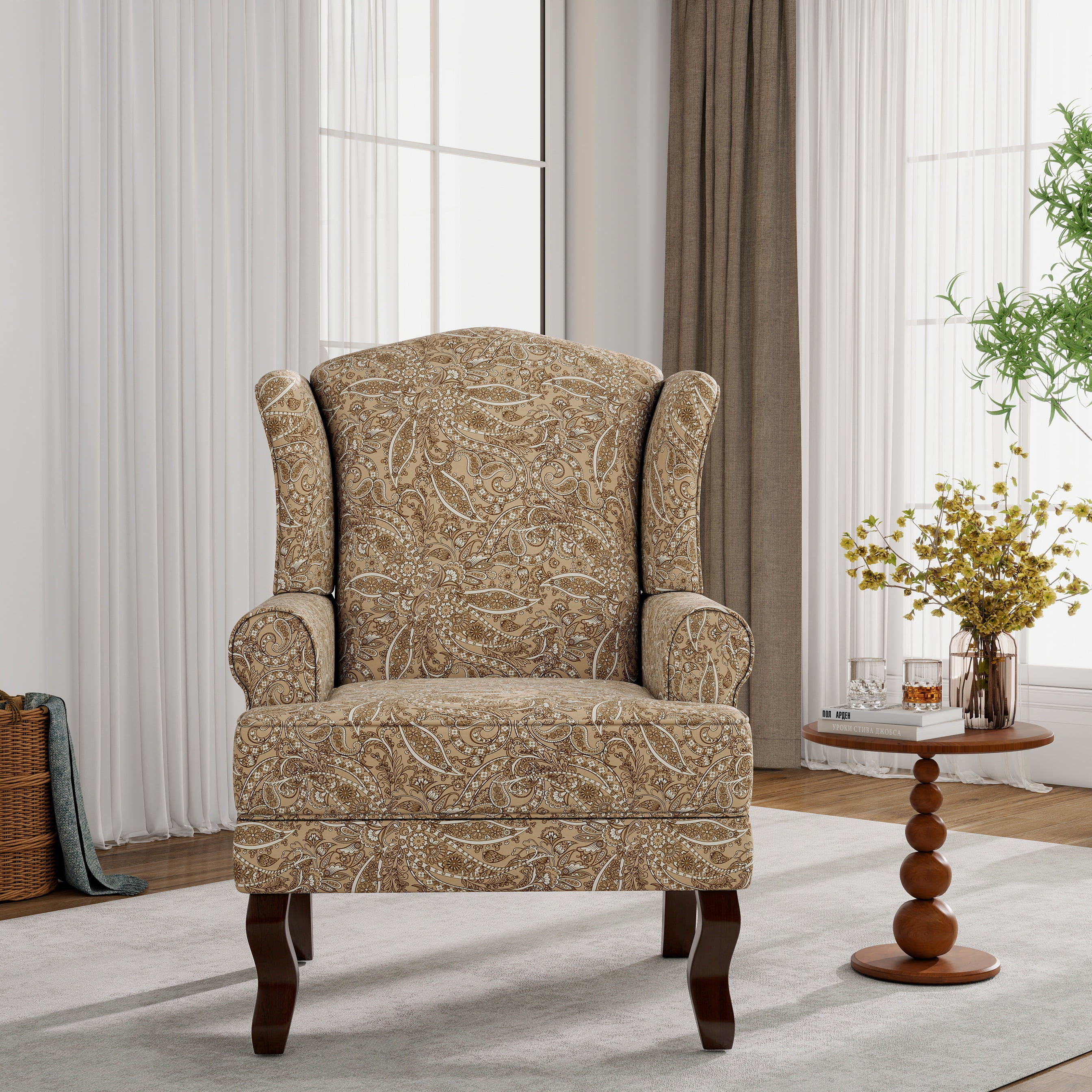 UIXE High Back Accent Chair for Living Room, Comfy Upholstered Arm ...