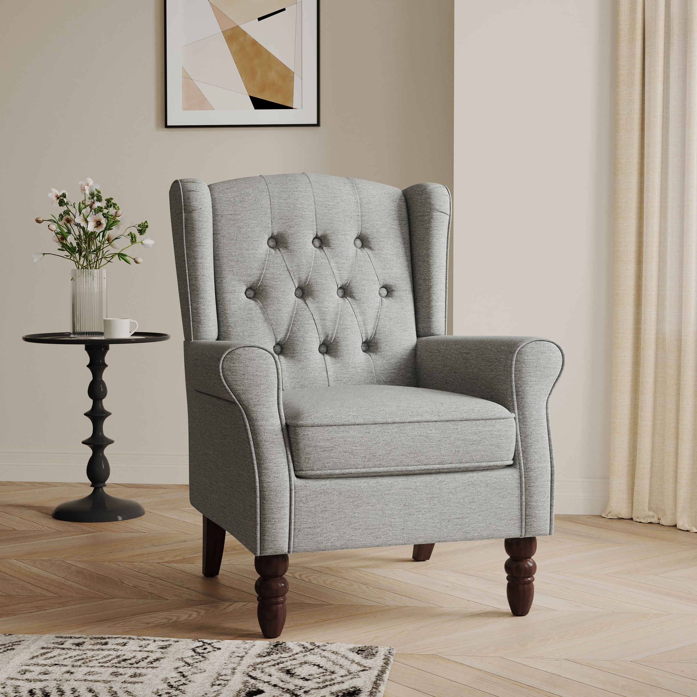 UIXE High Back Accent Chair Upholstered Armchair in Fabric Comfy Single ...