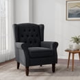 thumbnail image 1 of UIXE High Back Accent Chairs Upholstered Armchair Retro Wingback Chair for Living Room Bedroom Reading Seat, Black Blue, 1 of 7