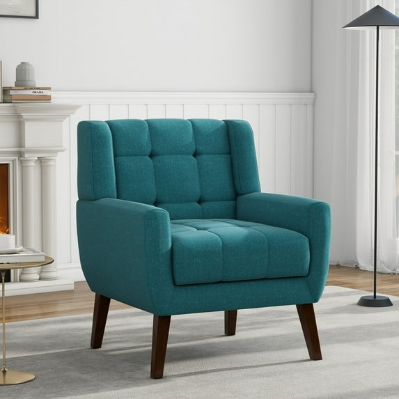 UIXE Modern Accent Chair Indoor Upholstered Armchair for Living Room Comfy Arm Chair Single Sofa Set, Light Blue