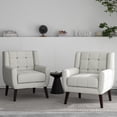 thumbnail image 1 of UIXE Modern Accent Chair Set of 2 Indoor Upholstered Armchair for Living Room Comfy Arm Chair Single Sofa, Beige, 1 of 6