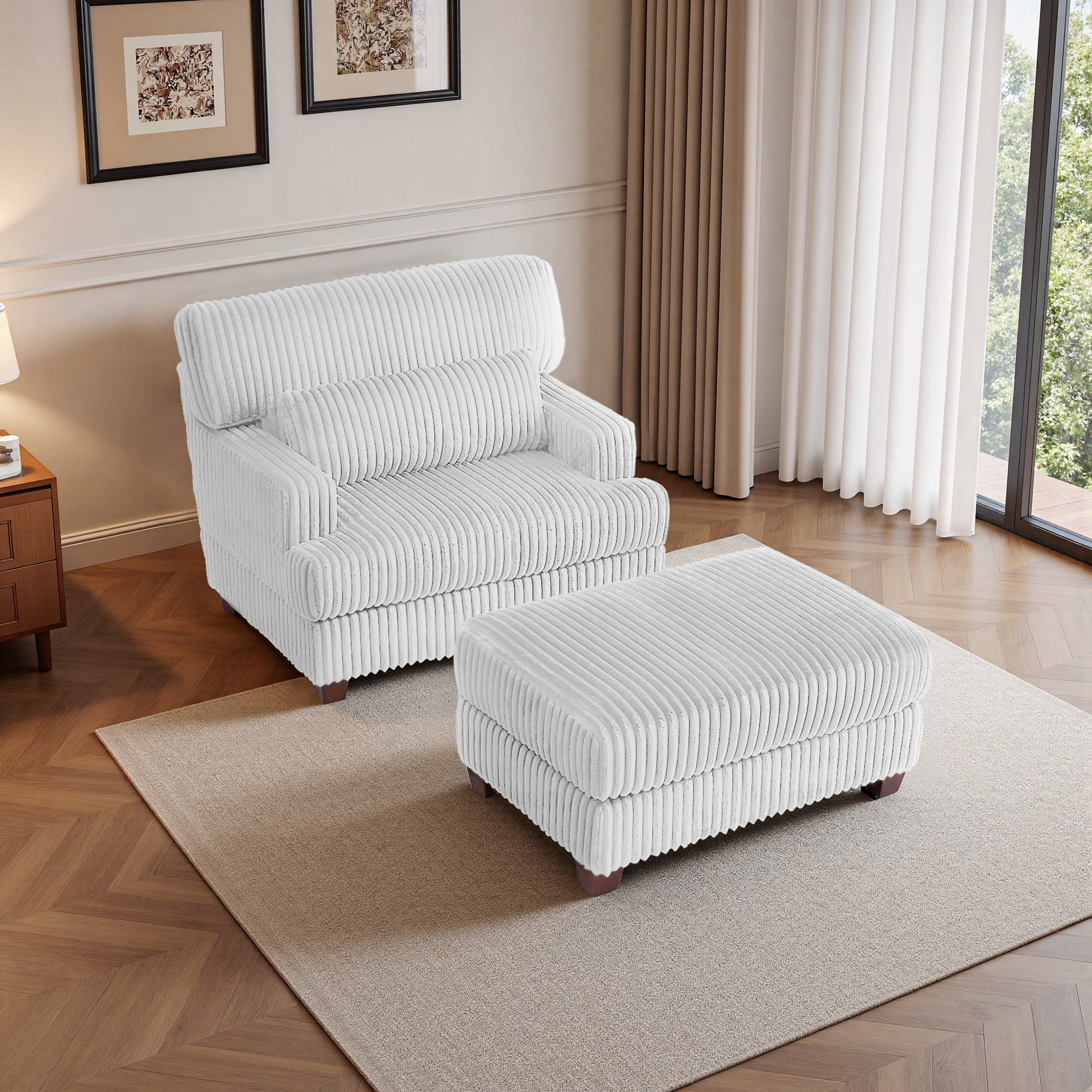 UIXE Oversized Armchair with Ottoman Bench, Accent Chair Upholstered ...