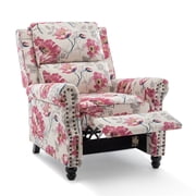 UIXE Pushback Recliner Chair Fabric Armchair Push Back Recliner Club Chairs Home Living Room, Pattern White