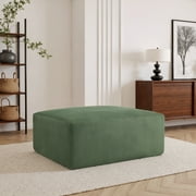 UIXE Rectangle Ottoman Bench, Corduroy Ottoman with Spring Package, Upholstered Footrest Bench for Living Room, Entryway, Bedroom - Green