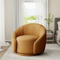 UIXE Swivel Accent Chair Boucle Barrel Chair Upholstered Arm Chair for Living Room, Modern Round Club Chair with Turntable Base, Rusted Orange