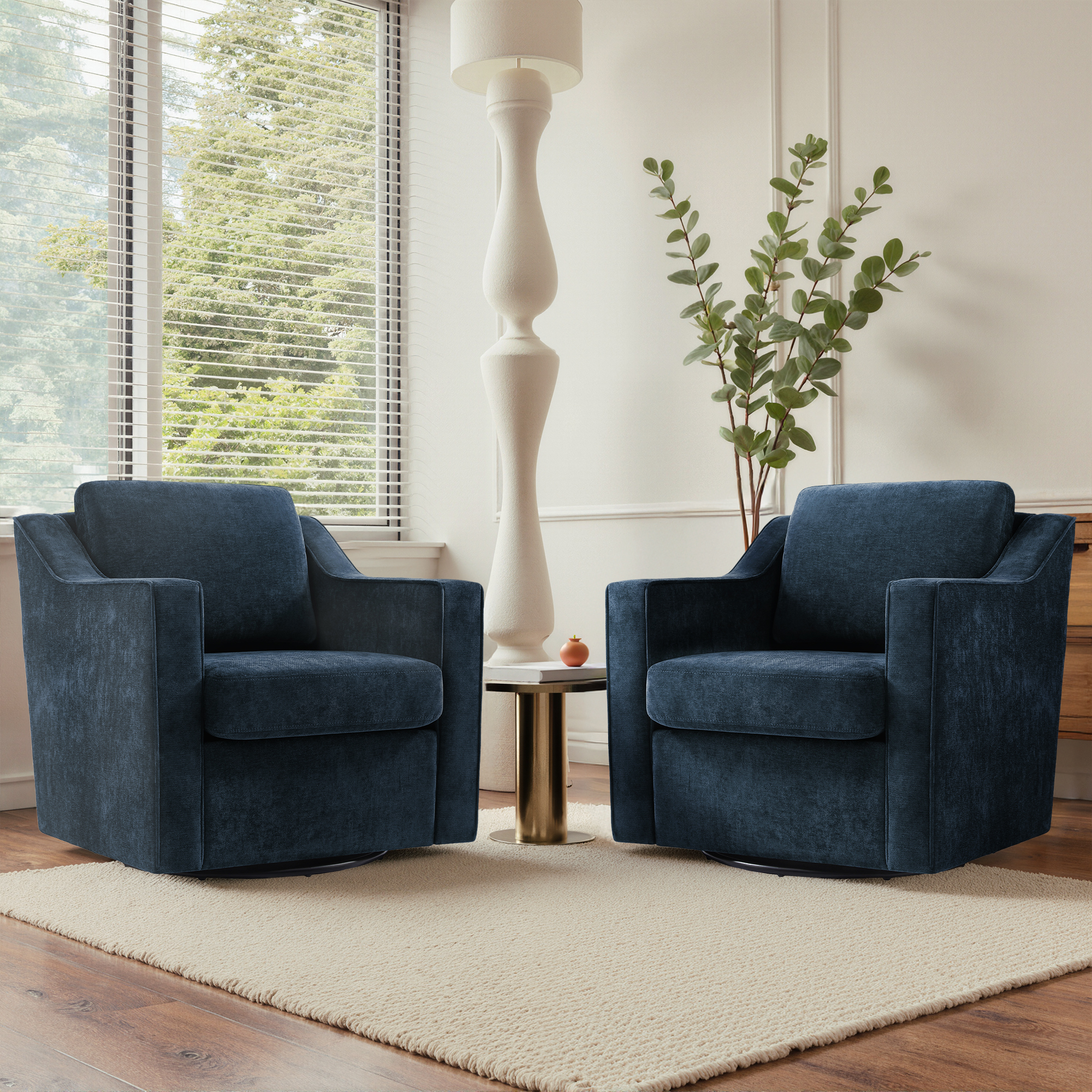 UIXE Swivel Accent Chair for Living Room, Modern Upholstered Barrel Arm ...