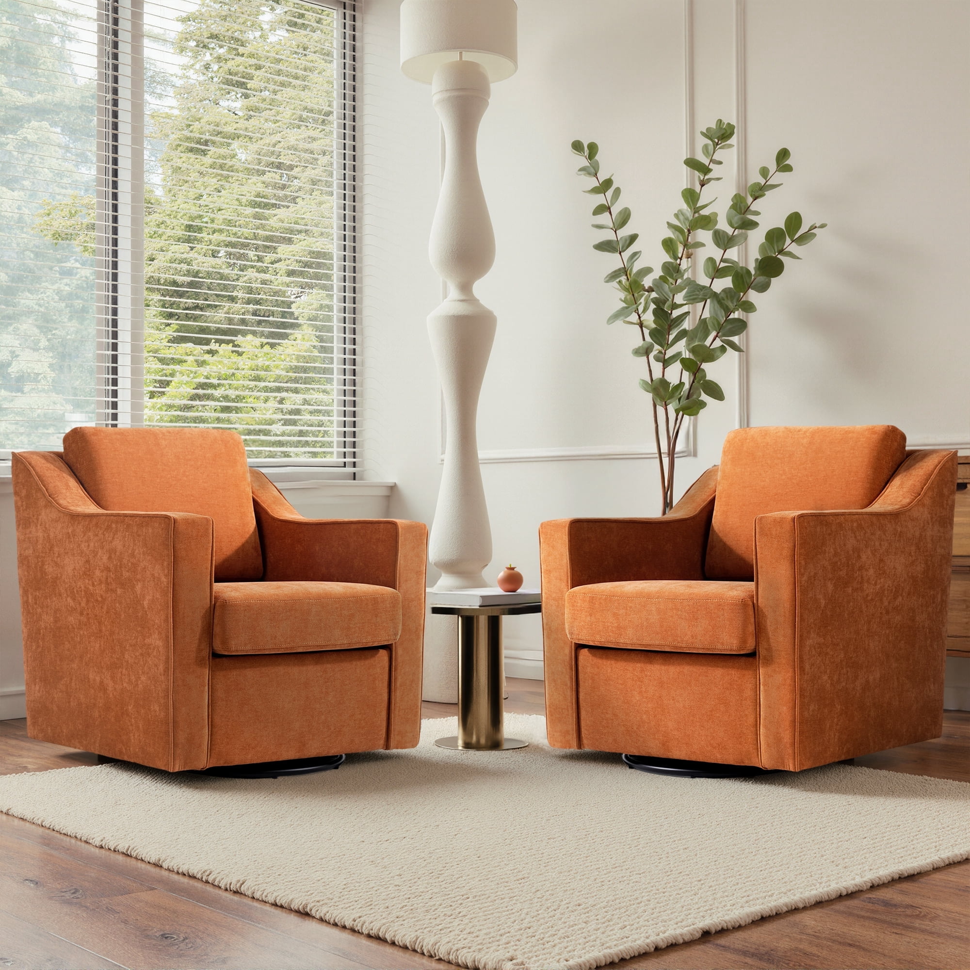 UIXE Swivel Accent Chair Set of 2, Chenille Upholstered Arm Chair for ...