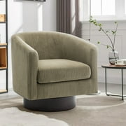 UIXE Swivel Accent Chair, Upholstered Corduroy Barrel Chair for Living Room, Small Single Sofa Bedroom Reading Seat, Camel