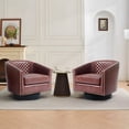 thumbnail image 1 of UIXE Swivel Accent Chairs Set of 2 Barrel Chairs Modern Round Swivel Chair for Living Room, Red Brown, 1 of 6