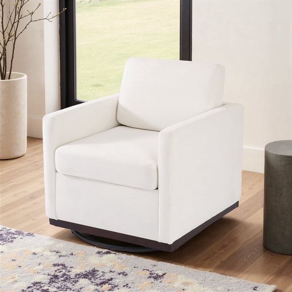 UIXE Swivel Barrel Accent Chair, Mid Century Modern Arm Chair for Living Room, Bedroom, Comfy Club Reading Lounge Sofa Corner Chairs for Adults (Chenille Beige, Set of 1)