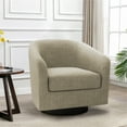thumbnail image 1 of UIXE Swivel Barrel Accent Chair, Modern Round Linen Arm Chair for Living Room, Bedroom, Comfy Club Reading Chairs, Light Brown, 1 of 6