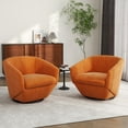 thumbnail image 1 of UIXE Swivel Barrel Accent Chair Set of 2 Modern Round Velvet Fabric Arm Chair for Living Room Comfy Club Reading Chairs, Orange, 1 of 6