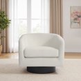thumbnail image 1 of UIXE Swivel Barrel Accent Chair, Velvet Upholstered Armchair for Living Room, Comfy Club Arm Chair Bedroom Side Reading Seat for Home Office - Ivory, 1 of 7