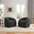 thumbnail image 1 of UIXE Swivel Barrel Accent Chairs Set of 2, Boucle Upholstered Arm Chair for Living Room, Modern Round Armchair Comfy Reading Sofa Seat with Solid Metal Base, Gray, 1 of 6