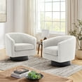 thumbnail image 1 of UIXE Swivel Barrel Accent Chairs Set of 2 Modern Upholstered Living Room Chair Round Club Armchair, Beige, 1 of 7
