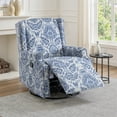 thumbnail image 1 of UIXE Swivel Glider Recliner Chair, High Back Nursery Rocker Floral Upholstered Armchair for Living Room, Manual Reclining Rivet Trim Sofa Lounge with Deep Seat in Fabric, Navy, 1 of 8