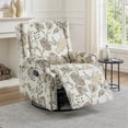 thumbnail image 1 of UIXE Swivel Rocker Recliner Chair, Manual Nursery Glider Recliner, Floral Fabric Wingback Accent Chair with Adjustable Backrest & Footrest for Small Spaces Living Room Bedroom, Plants Beige, 1 of 8