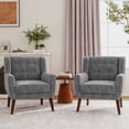 thumbnail image 1 of UIXE Accent Chair Set of 2 Velvet Upholstered Armchair for Living Room Elegant Tufted Chair, Gray, 1 of 7