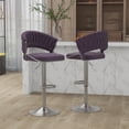 thumbnail image 1 of UIXE Velvet Bar Stools Set of 2 Modern High Back Swivel Barstool for Kitchen Counter Square Island,Purple, 1 of 1