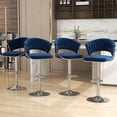 thumbnail image 1 of UIXE Velvet Navy Blue Bar Stools Set of 4 Modern High Back Swivel Barstool for Kitchen Counter Square Island, 1 of 5