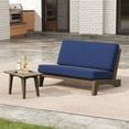 thumbnail image 1 of UIXE Wood Patio Furniture Sets, 2 Pieces All Weather Patio Loveseat Outdoor Sofa with Solid Wooden Side Table, Navy, 1 of 6