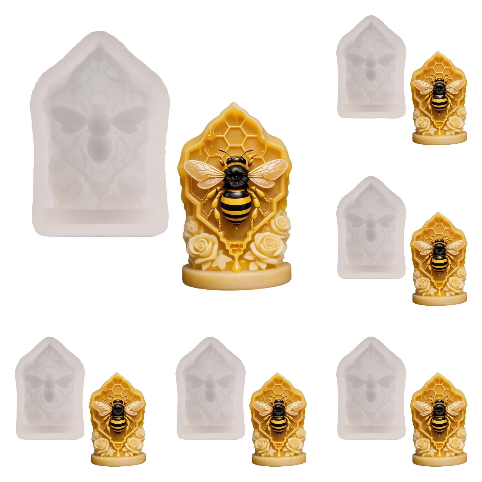 UJMNHYGT 3D Honeycomb Candle Silicone Mold DIY, Embossed Bee and Flower Bee Aromatherapy Candle Plaster Mold 2.55x1.37x3.93 Inch for Soap Resin Cement Gypsum Home Decor Gift