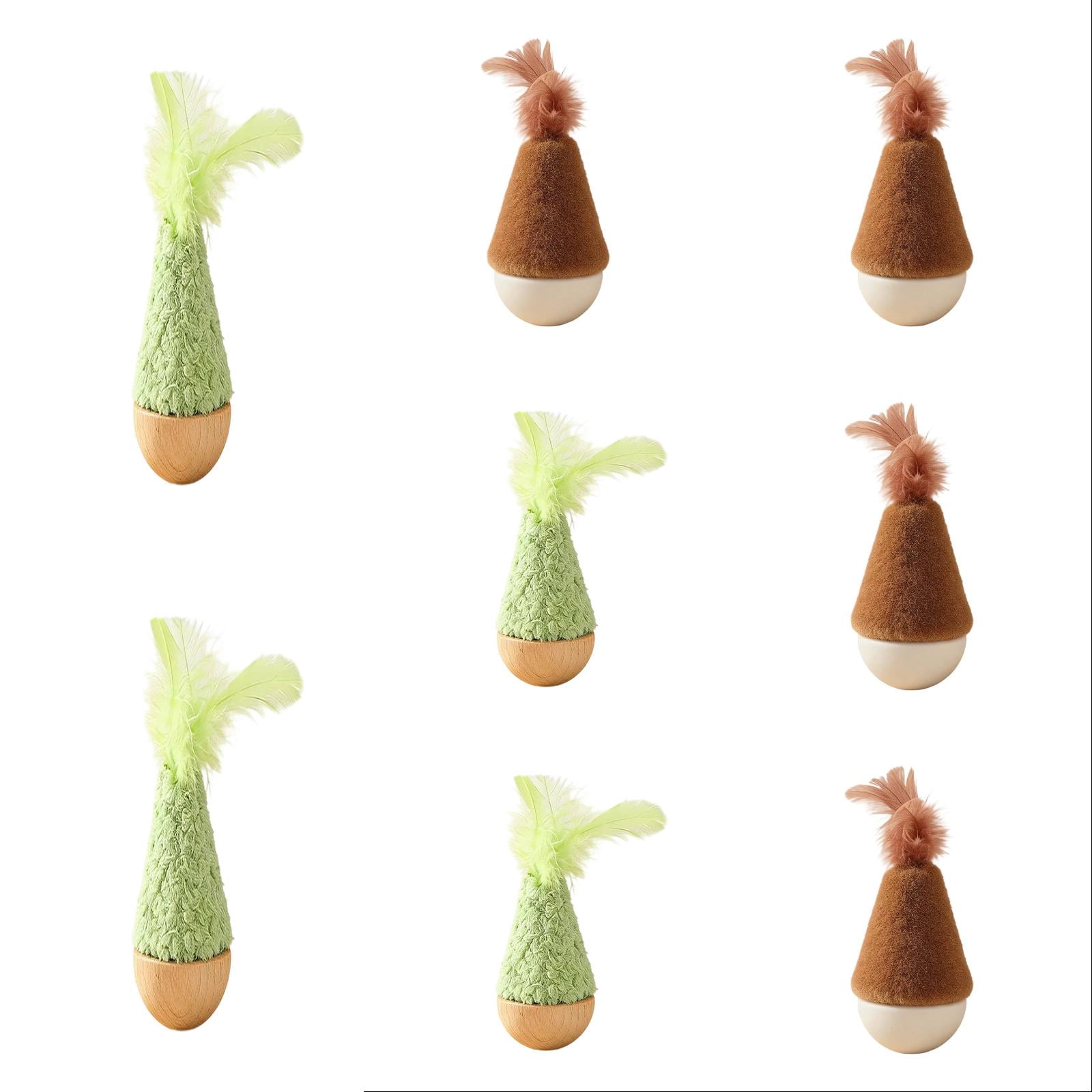 UJMNHYGT Cat Feather Toy Cotton Tumbler with Cat Teaser, Interactive Wobble Starter Toy for Kittens Indoor Cats, Self Righting Chaser for Kitchen Living Room Home Apartment Corner Alone Play