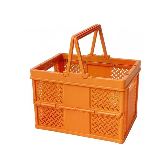 UJMNHYGT Crates for Storage with Lid Plastic Baskets for Organizing, 12.2x9.06x8.19 Inch Collapsible Shopping Basket Foldable Crate with Handles, Car Crate for Kitchen Bathroom School Office Garage