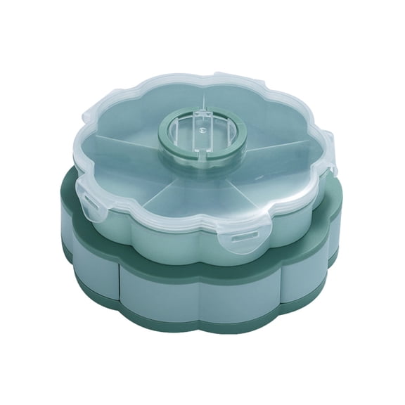 UJMNHYGT Double Layer Nut Serving Platter Creative Flower Candy Box, Flower Shaped Rotating Snack Container with Compartments, Segmented Fruit Tray Double Deck Petal Platter for Party Home Picnic