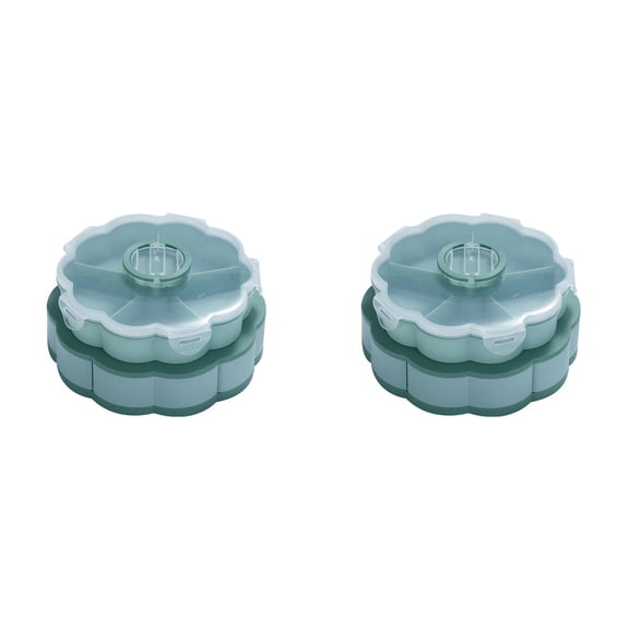 UJMNHYGT Double Layer Nut Serving Platter Creative Flower Candy Box, Flower Shaped Rotating Snack Container with Compartments, Segmented Fruit Tray Double Deck Petal Platter for Party Home Picnic