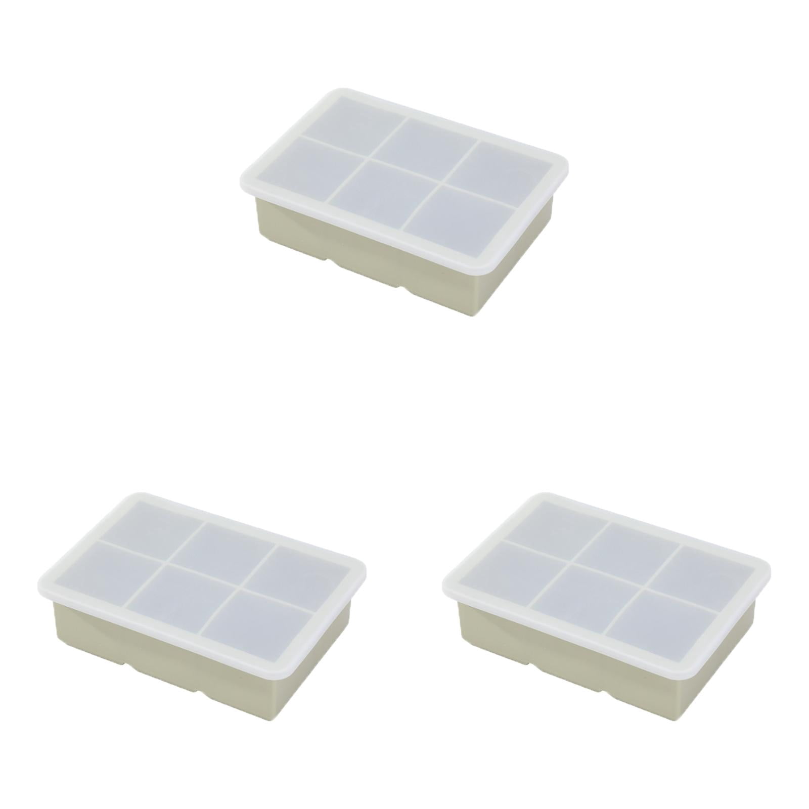 UJMNHYGT Ice Cube Trays Easy Release 6 Flexible Silicone Ice Cube Molds with Removable Lid, Reusable Stackable Freezer Ice Trays for BPA Free