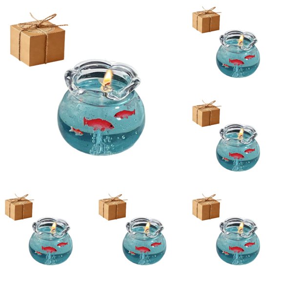 UJMNHYGT Mini Bubble Fish Tank Candle Handmade Gel Wax, Long Lasting Mini Fish Tank Candle for Home Relaxing Gift, Desktop Office Ornament Scented Ocean Theme Creative Art Decor