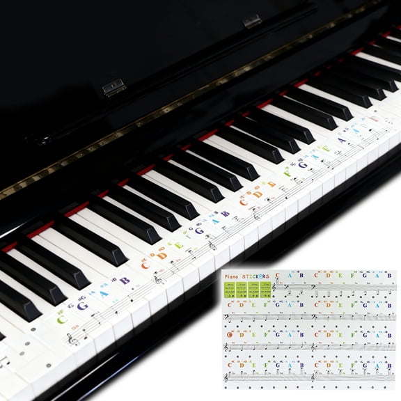 UJMNHYGT Piano Keyboard Stickers for 88 Keys, Bold Large Letter Removable Piano Stickers for Learning, Reusable Protective Piano Key Labels Notes Label for Beginners Kids Full Color