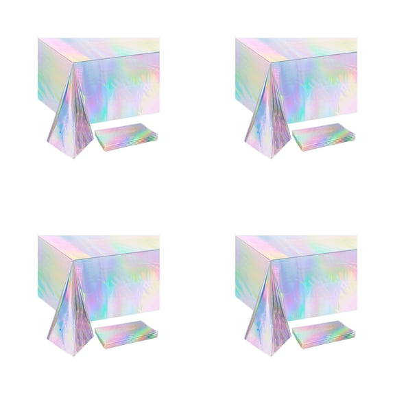 UJMNHYGT Tablecloth 53.93x 107.87 Inch, Disposable Table Cloths with Iridescent Design, Waterproof Leakproof Rectangle Table Cover for Party Picnic Wedding