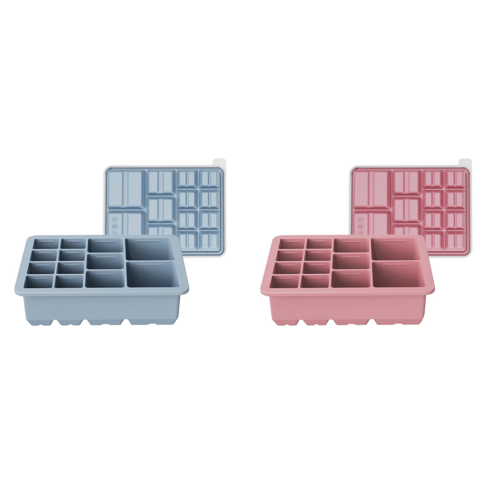UJMNHYGT Silicone Ice Cube Trays Easy Release, 13 Different Cube Flexible Ice Cube Molds with Lid, Reusable Freezer Stackable Ice Maker for