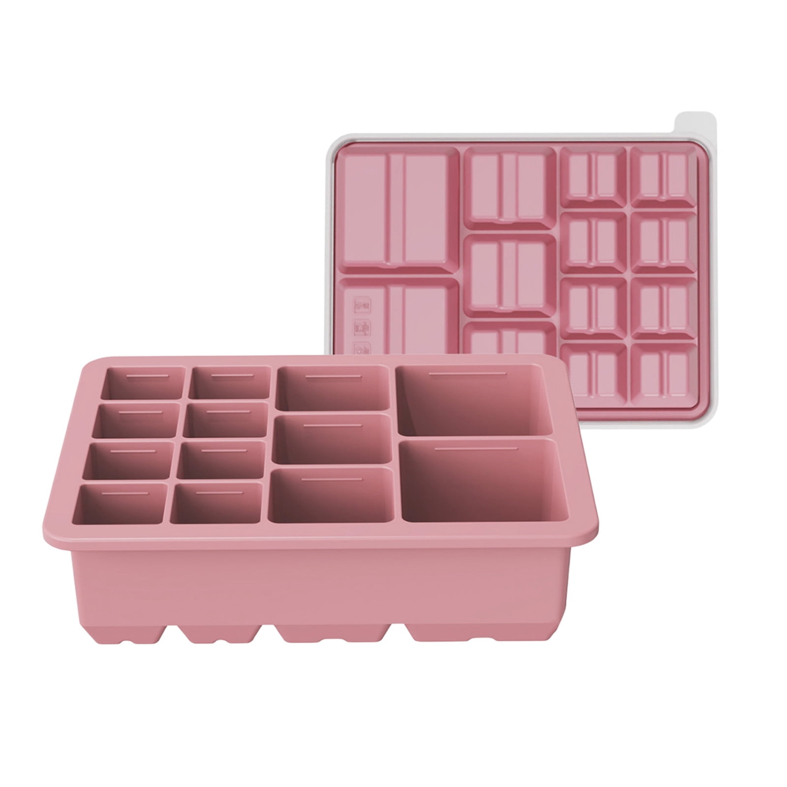 UJMNHYGT Silicone Ice Cube Trays Easy Release, 13 Different Cube Flexible Ice Cube Molds with Lid, Reusable Freezer Stackable Ice Maker for