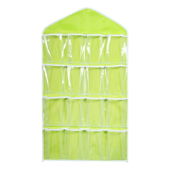 UJNDER 16 Pocket Double Sided Hanging Organizer For Stockings Underwear Storage Solution Green