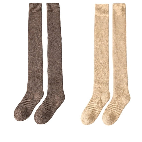 UJNDER 2 Pairs Wool Over Knee Thickened Stockings Winter Warm Women Long Tube Socks F