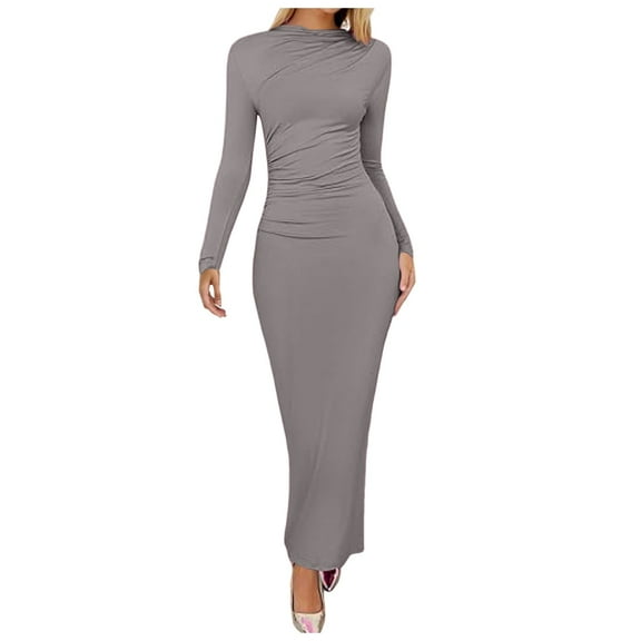 UJNDER 2024 Women New Slim Senior Sense Solid Color Temperament Long Bag Buttock Dress Comfortable Long Skirts for Women Light Gray L