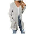thumbnail image 1 of UJNDER 2025 Autumn Mid Long Cardigan for Women Casual Long Sleeve Knitted Sweater with Pocket Grey M, 1 of 7