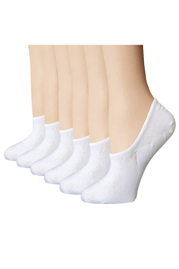 3-Pack Women's No Show Boat Socks Grip Liner Socks for Sports Low Cut White
