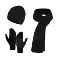 thumbnail image 1 of UJNDER 3 Pcs Warm Wool Hat Scarf Gloves Set for Mens and Womens Autumn and Winter Wear Black, 1 of 4