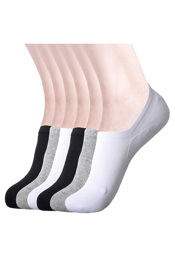 6-Pack Women's No Show Boat Socks Low Cut Liner Socks for Shoes and Black,White,Gray
