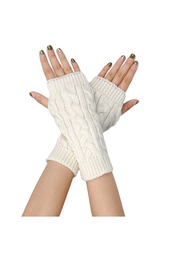 8 Figure Wool Half Finger Short Wrist Guard Gloves Mittens for Enhanced Grip and Comfort White