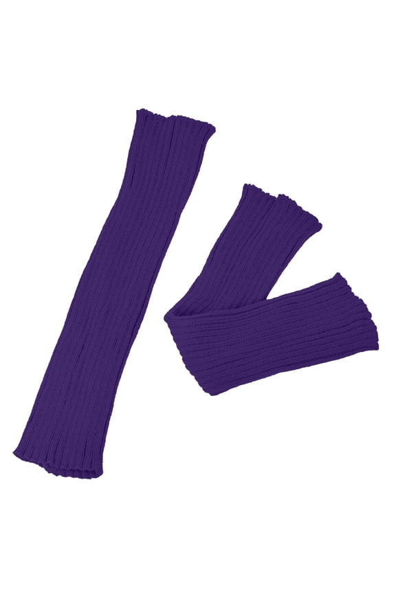 Autumn Winter Knitted Leg Warmers Loose Retro Stacked Socks For Girls Mid Calf Foot Covers Purple